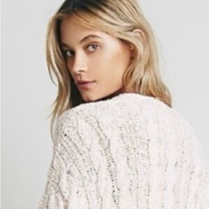 Free People White V-Neck Sweater
